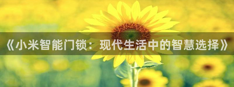金年会官网：《小米智能门锁：现代生活中的智慧选择》