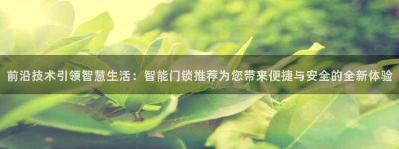 金年会网登录平台入口：前沿技术引领智慧生活：智能门锁推荐为您