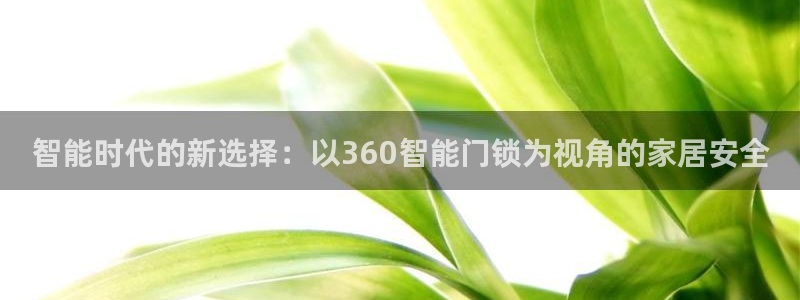 金年会提款：智能时代的新选择：以360智能门锁为视角的家居安